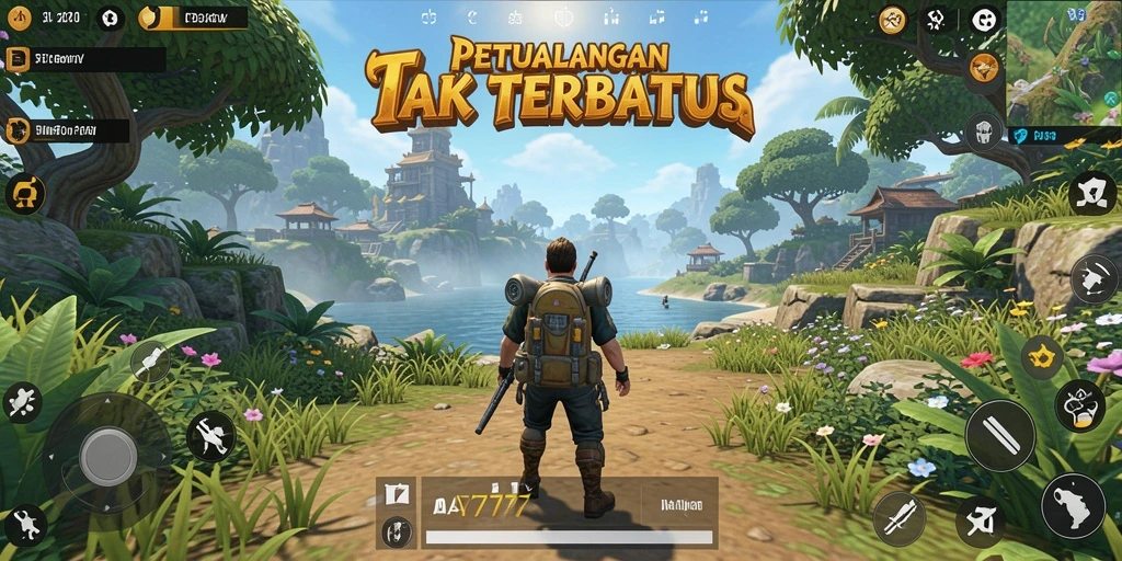 Tangkapan layar utama A7777 menunjukkan keindahan dunia terbuka yang menakjubkan.