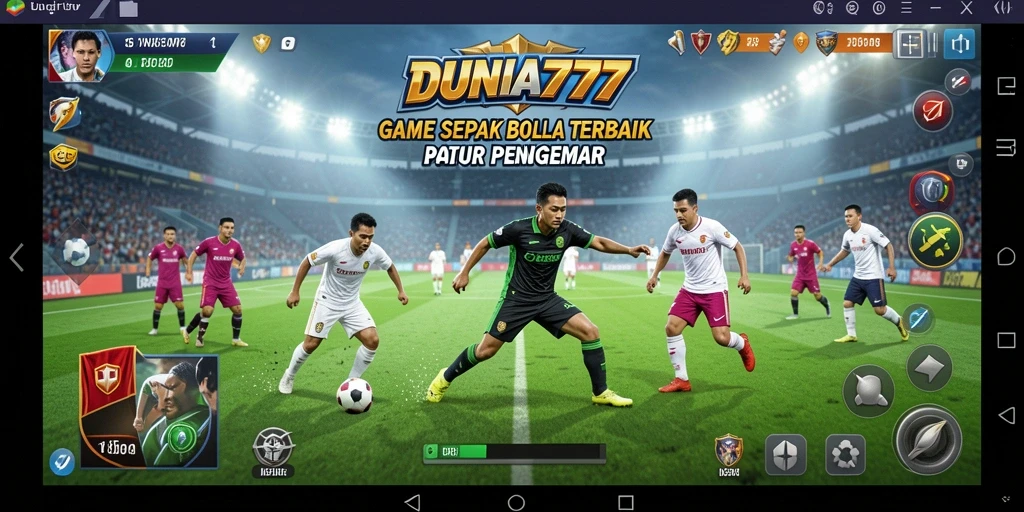 Screenshot DUNIA777 menampilkan aksi seru dalam permainan sepak bola.