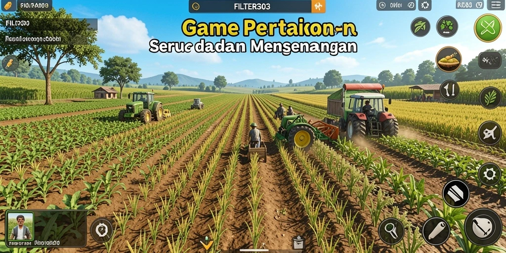 Gameplay FILTER303 yang menampilkan aktivitas bertani yang seru.