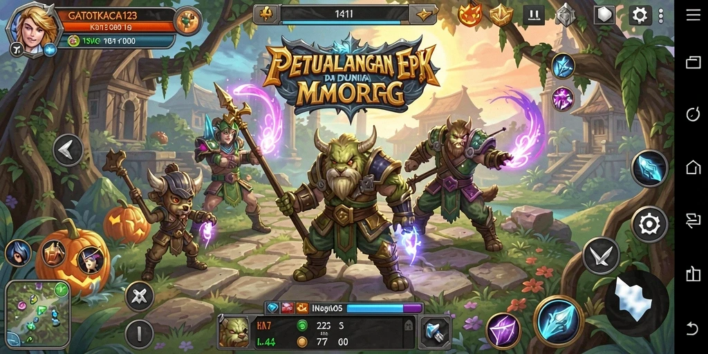 Screenshot gameplay GATOTKACA123 yang menunjukkan aksi seru di dunia MMORPG.