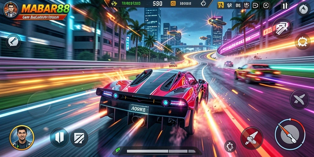 Tampilan gameplay MABAR88 yang mendebarkan saat balapan.