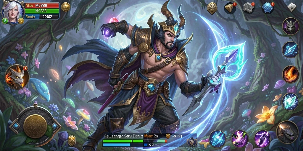 Screenshot menunjukkan gameplay MC888 yang menarik di dunia petualangan.