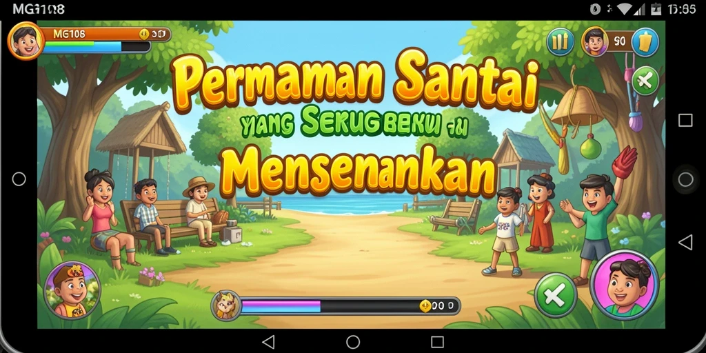 Tampilan permainan MG108 dengan grafis warna-warni dan karakter lucu.