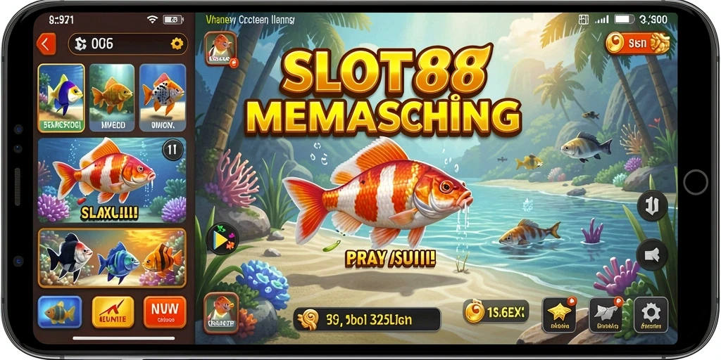 Tampilan gameplay SLOT88 dengan berbagai jenis ikan yang menarik.