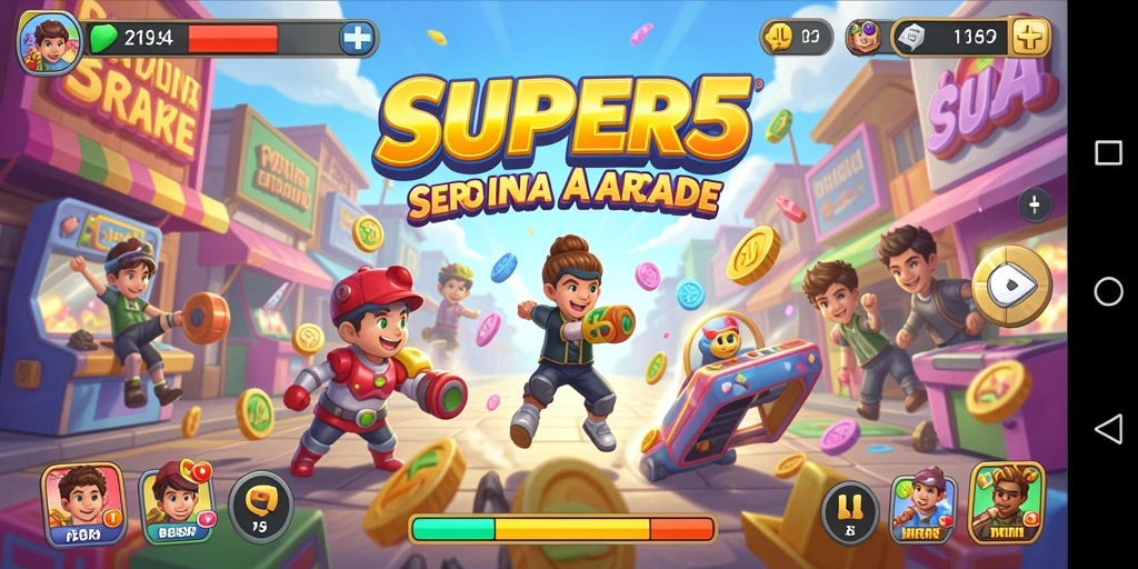 Tampilan gameplay SUPER5 yang seru dan menantang.