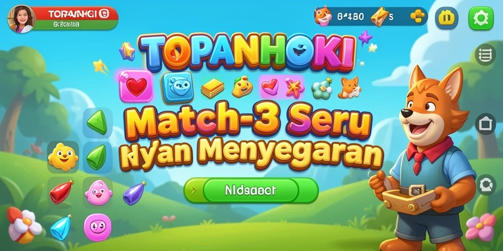 Tampilan gameplay seru dari TOPANHOKI dengan kombinasi warna-warni.