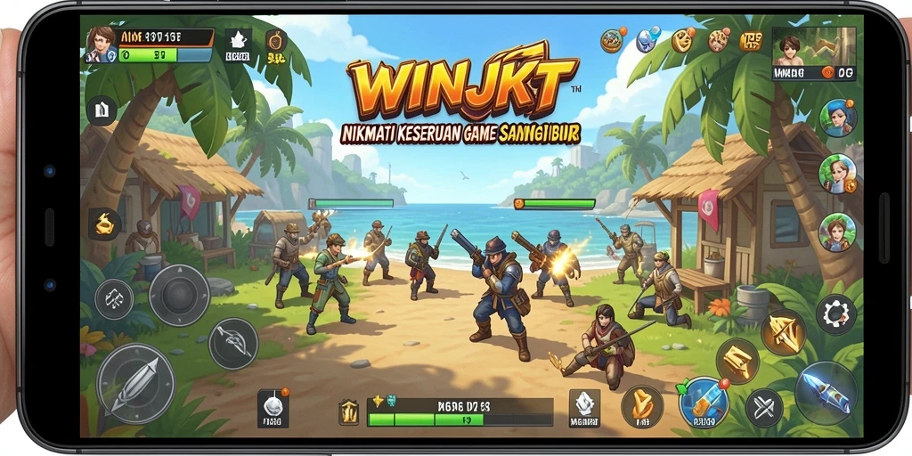 Tangkapan layar WINJKT menampilkan gameplay yang penuh warna dan interaktif.